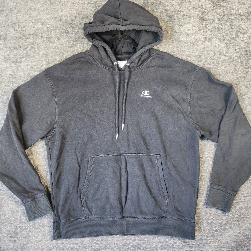 Champion Hoodie Men Large Black Classic Fleece Pullover Embroidered Logo - Picture 1 of 10